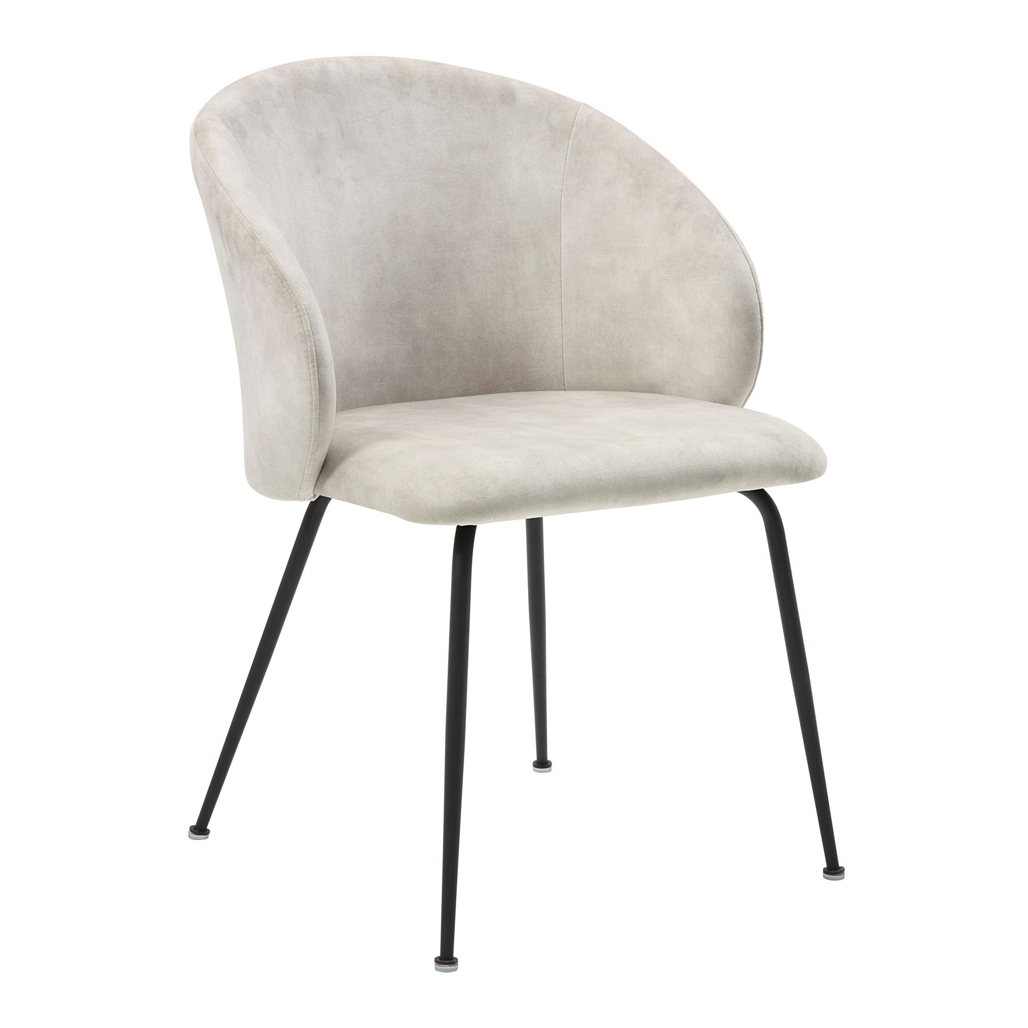 Velvet Upholstery Side Chairs 2 Piece Set With Metal Legs - Beige