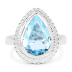 5.30 Carat Genuine Blue Topaz .925 Sterling Silver Ring