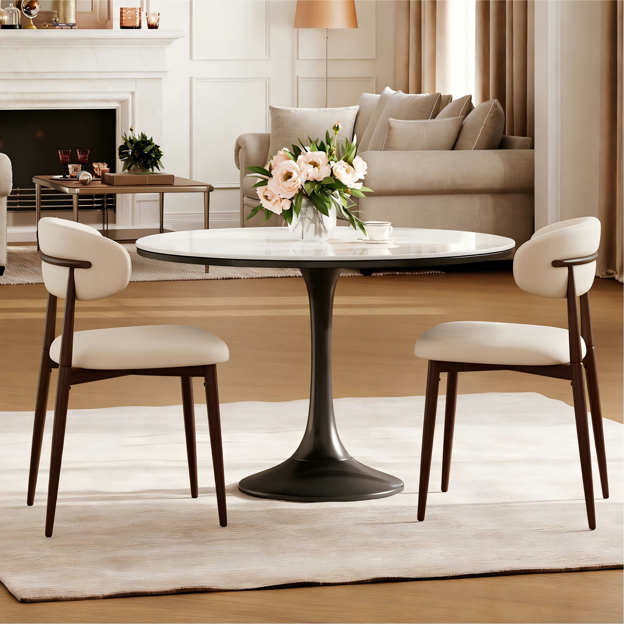 Upholstered Dining Chairs (Set of 2) - Beige