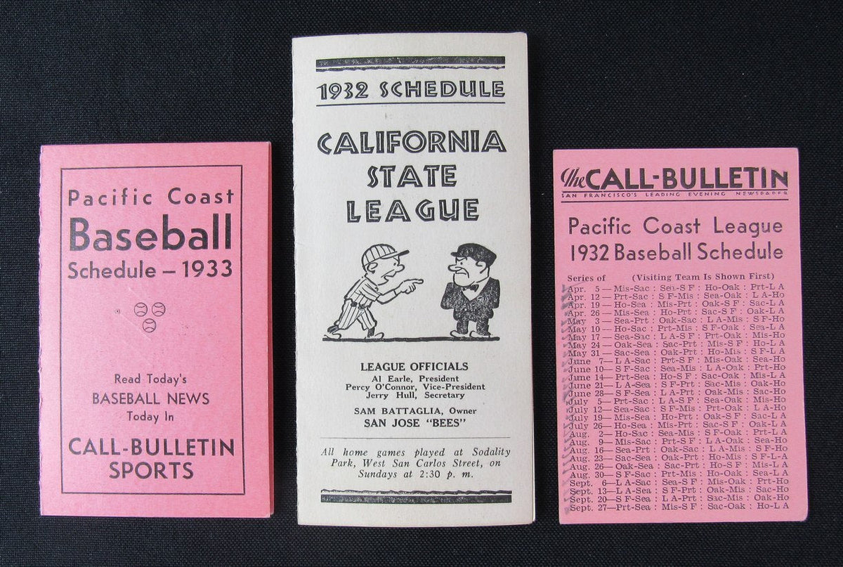 Lot of (3) 1932-33 Pacific Coast and Calif State League Pocket Schedules 189983
