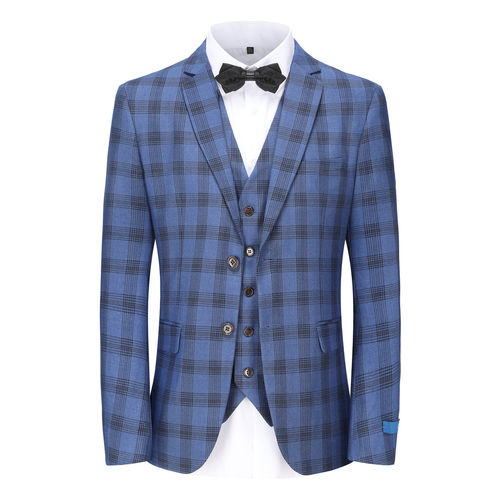3-Piece Performance Stretch Slim Fit Check Suit // Indigo