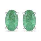 0.38 Carat Genuine Zambian Emerald 10K White Gold Earrings