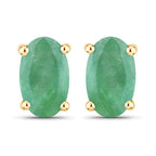 0.38 Carat Genuine Zambian Emerald 10K Yellow Gold Earrings