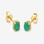 0.38 Carat Genuine Zambian Emerald 10K Yellow Gold Earrings