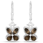 2.20 Carat Genuine Smoky Quartz .925 Sterling Silver Earrings