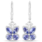 2.08 Carat Genuine Tanzanite .925 Sterling Silver Earrings