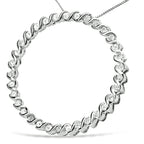 .925 Sterling Silver 3/4 Cttw Round Diamond Spiral Curved Circle Pendant 18" Necklace (I-J Color, I3 Clarity)