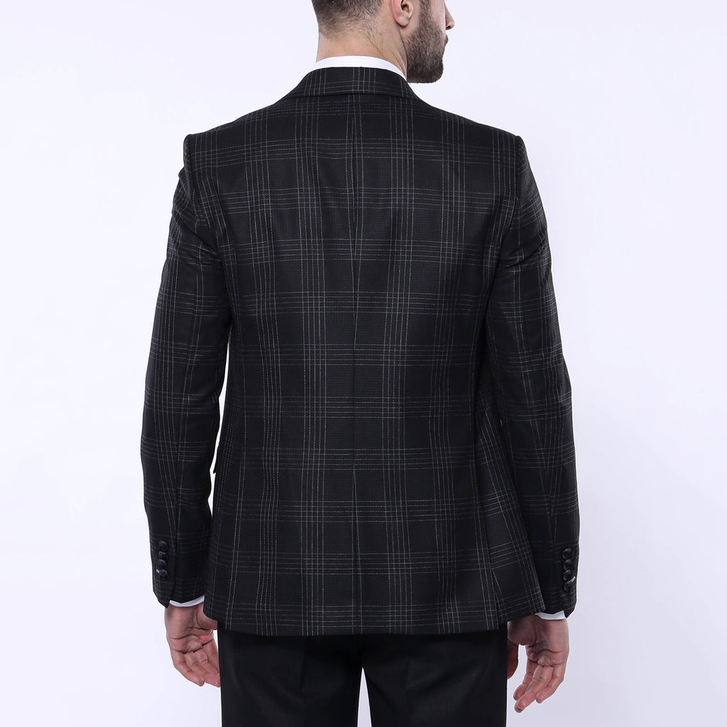Levi 3-Piece Checkered Slim Fit Suit // Black