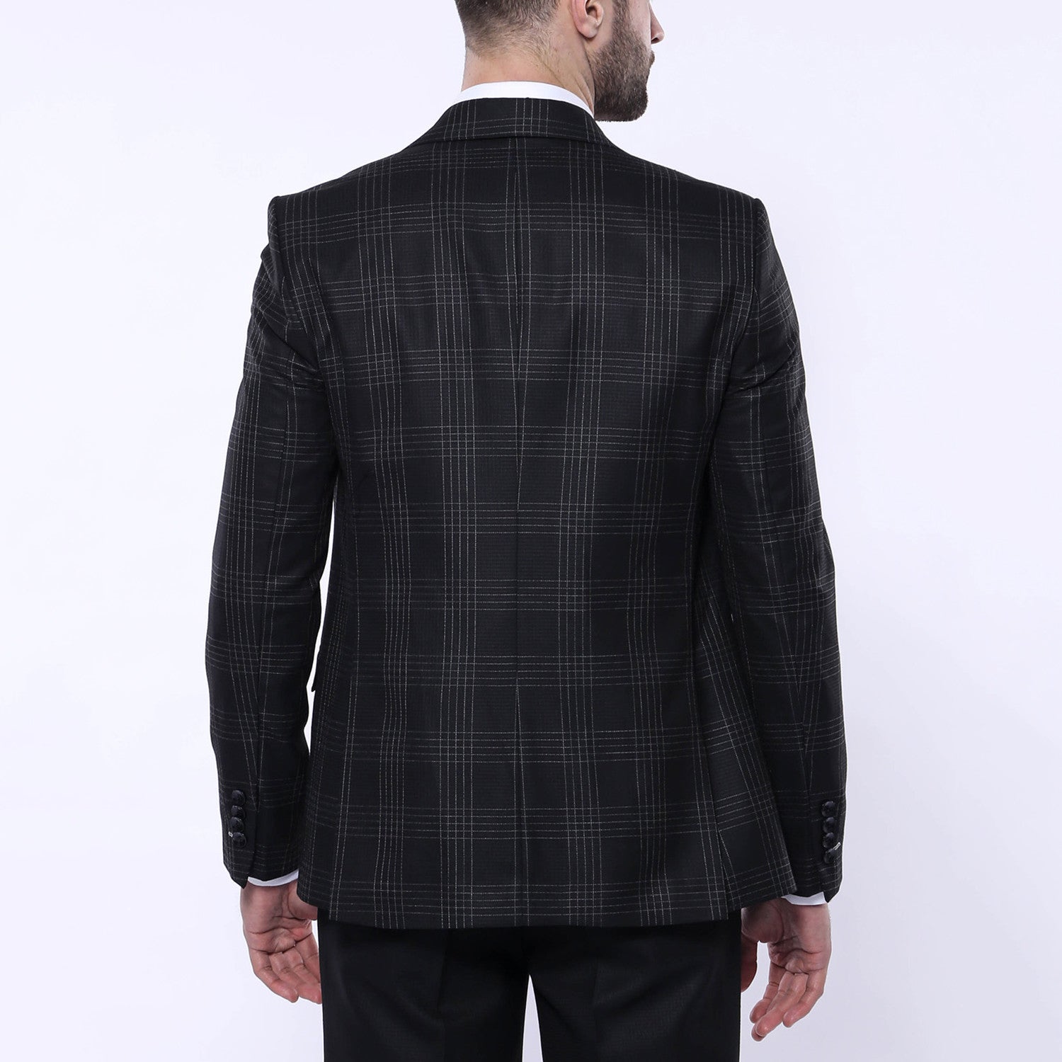 Levi 3-Piece Checkered Slim Fit Suit // Black