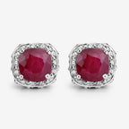 6.12 Carat Dyed Ruby, Ruby and White Topaz .925 Sterling Silver Earrings