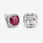 6.12 Carat Dyed Ruby, Ruby and White Topaz .925 Sterling Silver Earrings