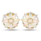 14K Yellow Gold Plated 2.70 Carat Genuine Ethiopian Opal .925 Sterling Silver Earrings