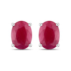1.70 Carat Genuine Ruby 10K White Gold Earrings