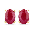 1.70 Carat Genuine Ruby 10K Yellow Gold Earrings