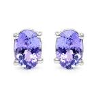 1.50 Carat Genuine Tanzanite .925 Sterling Silver Earrings