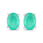 1.44 Carat Genuine Zambian Emerald 10K White Gold Earrings