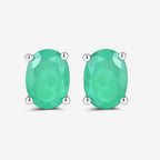 1.44 Carat Genuine Zambian Emerald 10K White Gold Earrings