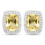 2.81 Carat Genuine Citrine and White Topaz .925 Sterling Silver Earrings