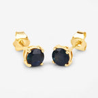 1.30 Carat Genuine Blue Sapphire 10K Yellow Gold Earrings