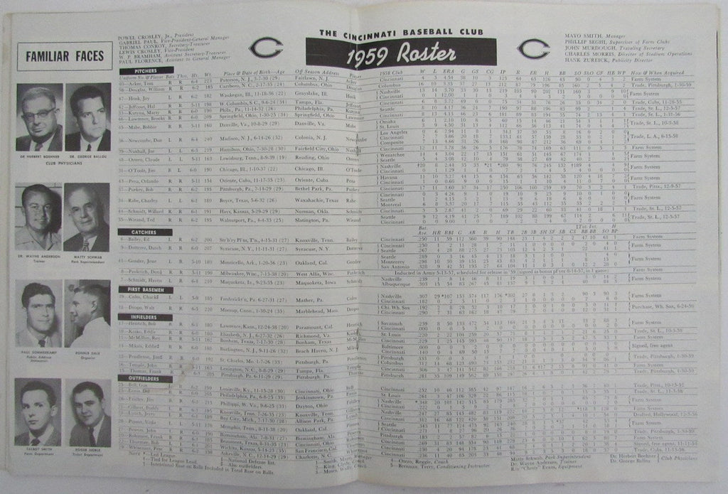 Vintage 1959 Cincinnati Reds Yearbook 175609