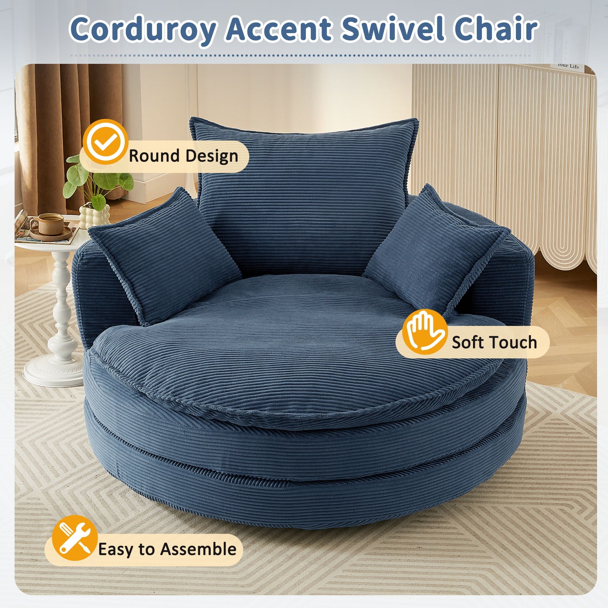 360° Swivel Accent Barrel Chair