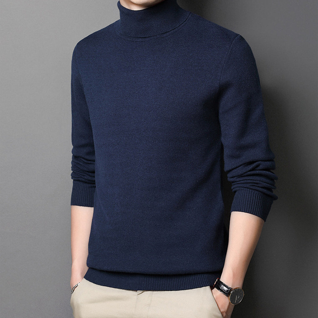 Sleek Knit Turtleneck // Blue