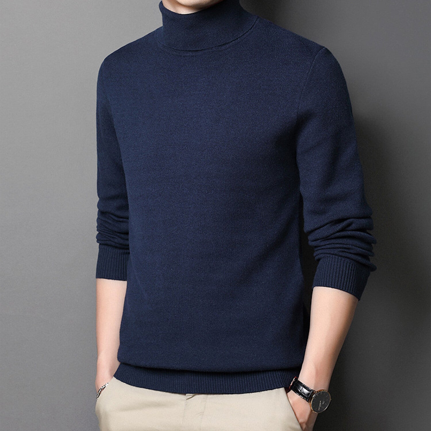 Sleek Knit Turtleneck // Blue
