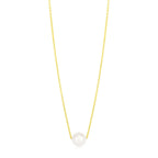 14k Yellow Gold Pearl Solitaire Necklace