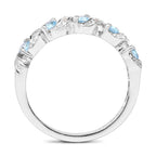 0.64 Carat Genuine Swiss Blue Topaz and White Topaz .925 Sterling Silver Ring