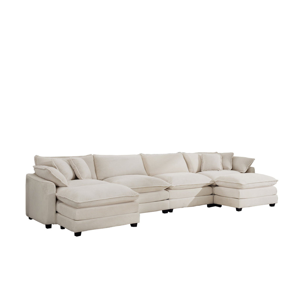 Modern Oversized Modular Cushion Sofa With Ottoman