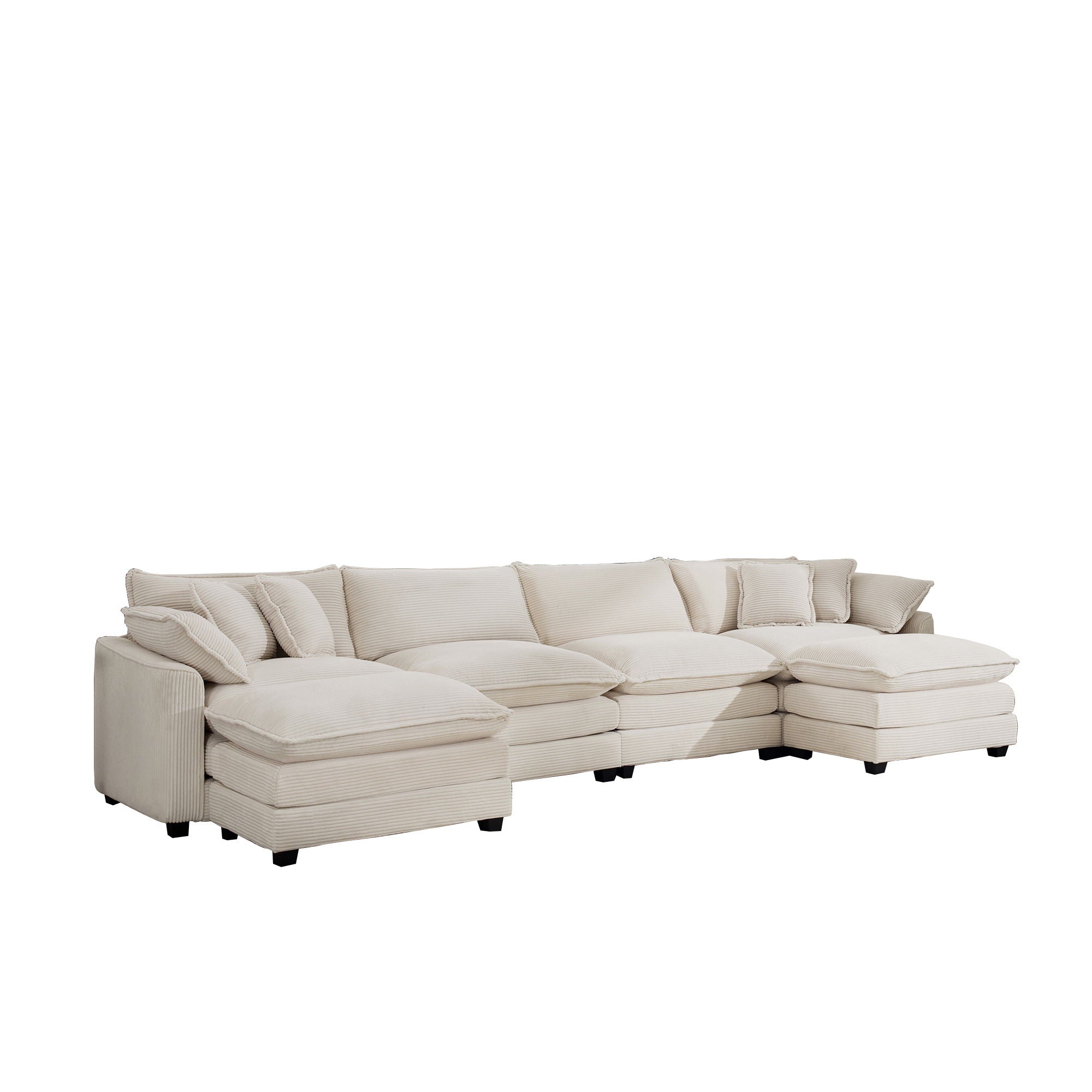 Modern Oversized Modular Cushion Sofa With Ottoman