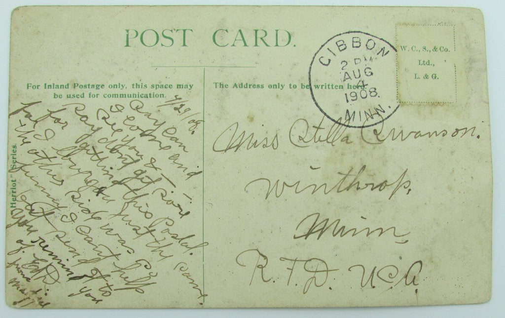 Vintage Postcard postmarked 1908 "Football Phrases Illustrated-Left Wing" 140023