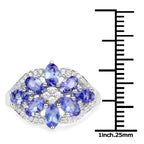 2.27 Carat Genuine Tanzanite and White Zircon .925 Sterling Silver Ring