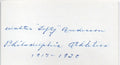 Walter "Lefty" Anderson d.1990 Phil. Athletics/WWI Signed 3x5 Index Card 145608