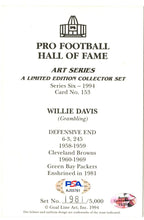 Willie Davis Signed Goal Line Art GLAC Postcard w/HOF Packers PSA/DNA 160358