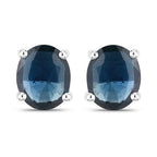 0.68 Carat Genuine Blue Sapphire 10K White Gold Earrings