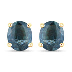 0.68 Carat Genuine Blue Sapphire 10K Yellow Gold Earrings