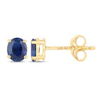 0.68 Carat Genuine Blue Sapphire 14K Yellow Gold Earrings