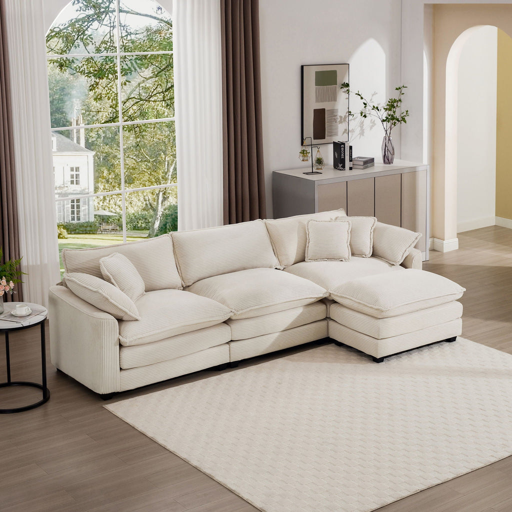 Modern Oversized Modular Cushion Sofa With Ottoman