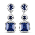 11.62 Carat Dyed Sapphire .925 Sterling Silver Earrings