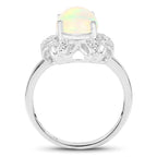 1.73 Carat Genuine Ethiopian Opal & White Topaz .925 Sterling Silver Ring