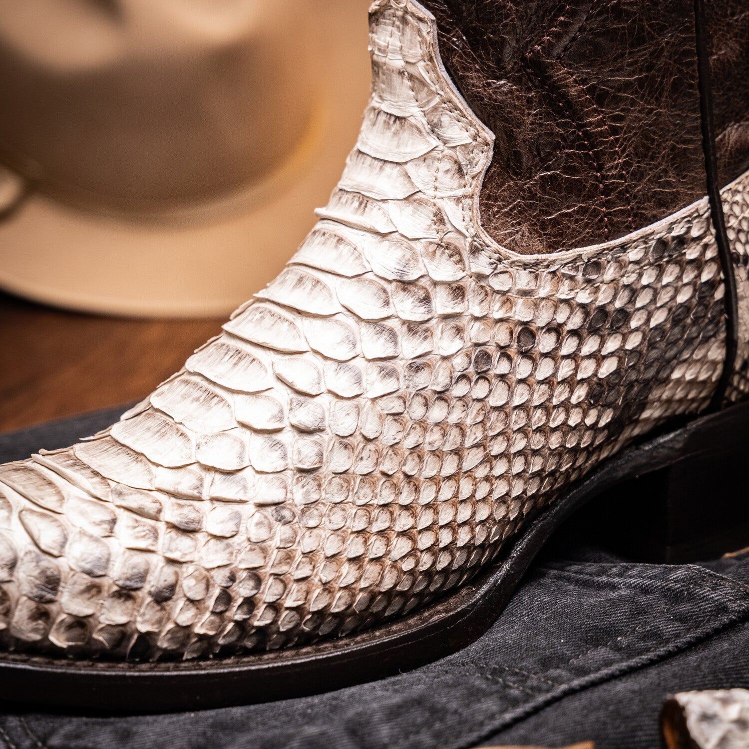 Western Collection Kansas // Python Leather Cowboy Boot // Natural