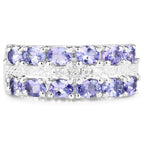 2.05 Carat Genuine Tanzanite and White Topaz .925 Sterling Silver Ring