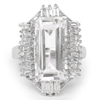 9.77 Carat Genuine Crystal Quartz & White Topaz .925 Sterling Silver Ring