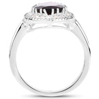 3.94 Carat Genuine Garnet & White Topaz .925 Sterling Silver Ring