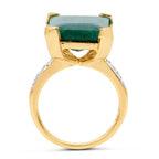 7.64 Carat Dyed Emerald and White Diamond .925 Sterling Silver Ring