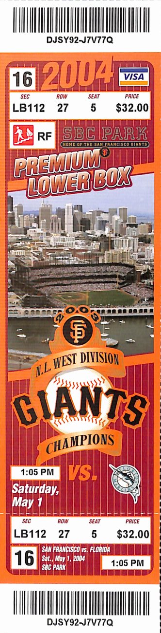 Barry Bonds Intentionally Walks 4 Times in 9 Inning Game Giants 5/1/2004 187562