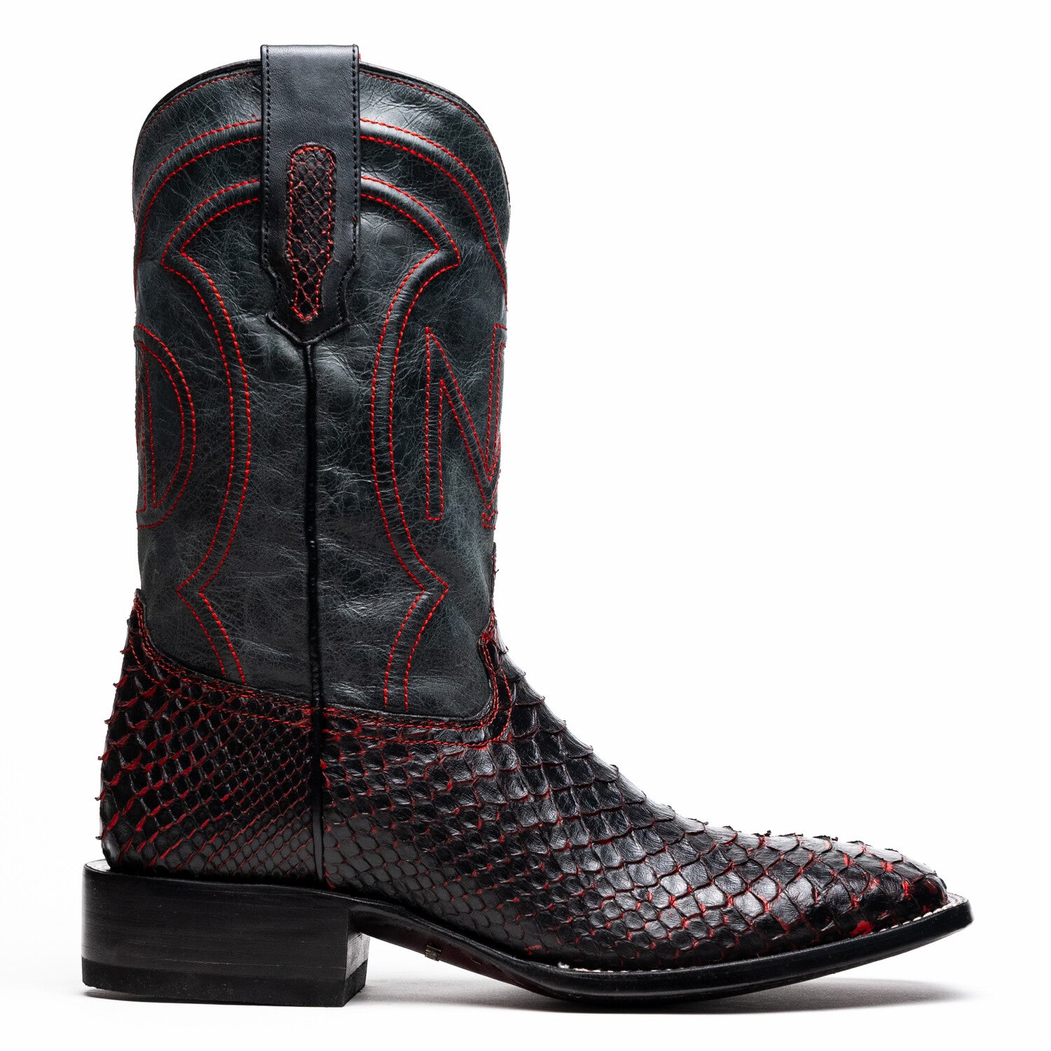 Western Collection Missouri // Python Leather Cowboy Boot // Black Cherry