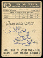 1959 TOPPS Football Card #169 Signed/Auto Junior Wren Cleveland Browns