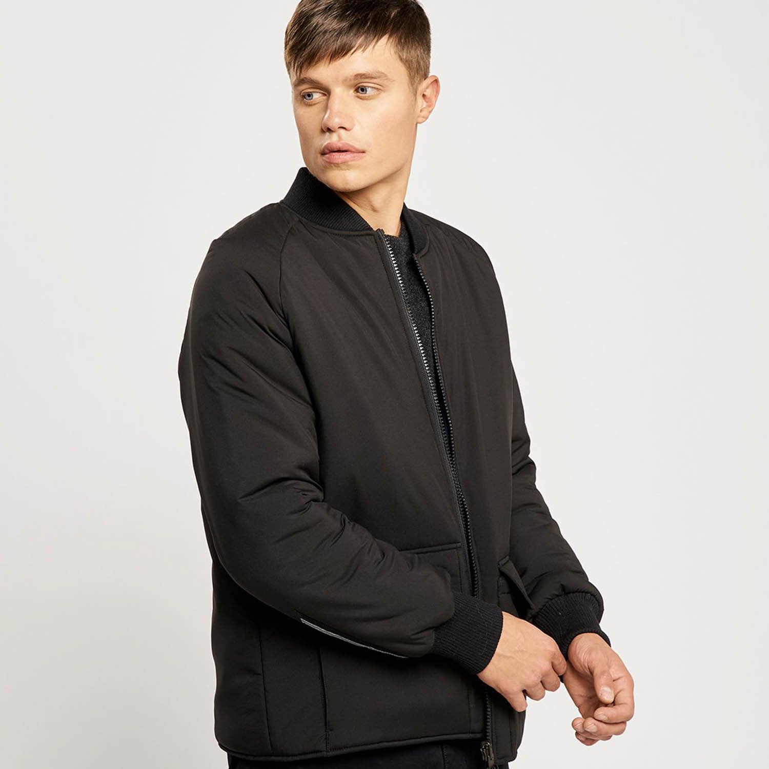 Kellan Reversible Bomber // Black + Navy